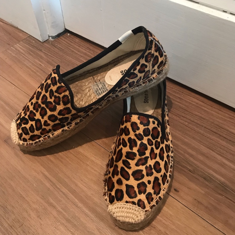 Soludos Leopard Print Flats Sneakers Calf Hair